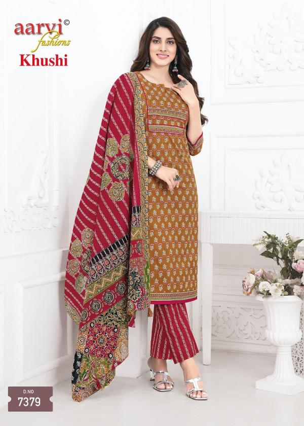 Aarvi Khushi Vol-1 – Ajrakh Style Kurti Pant With Dupatta